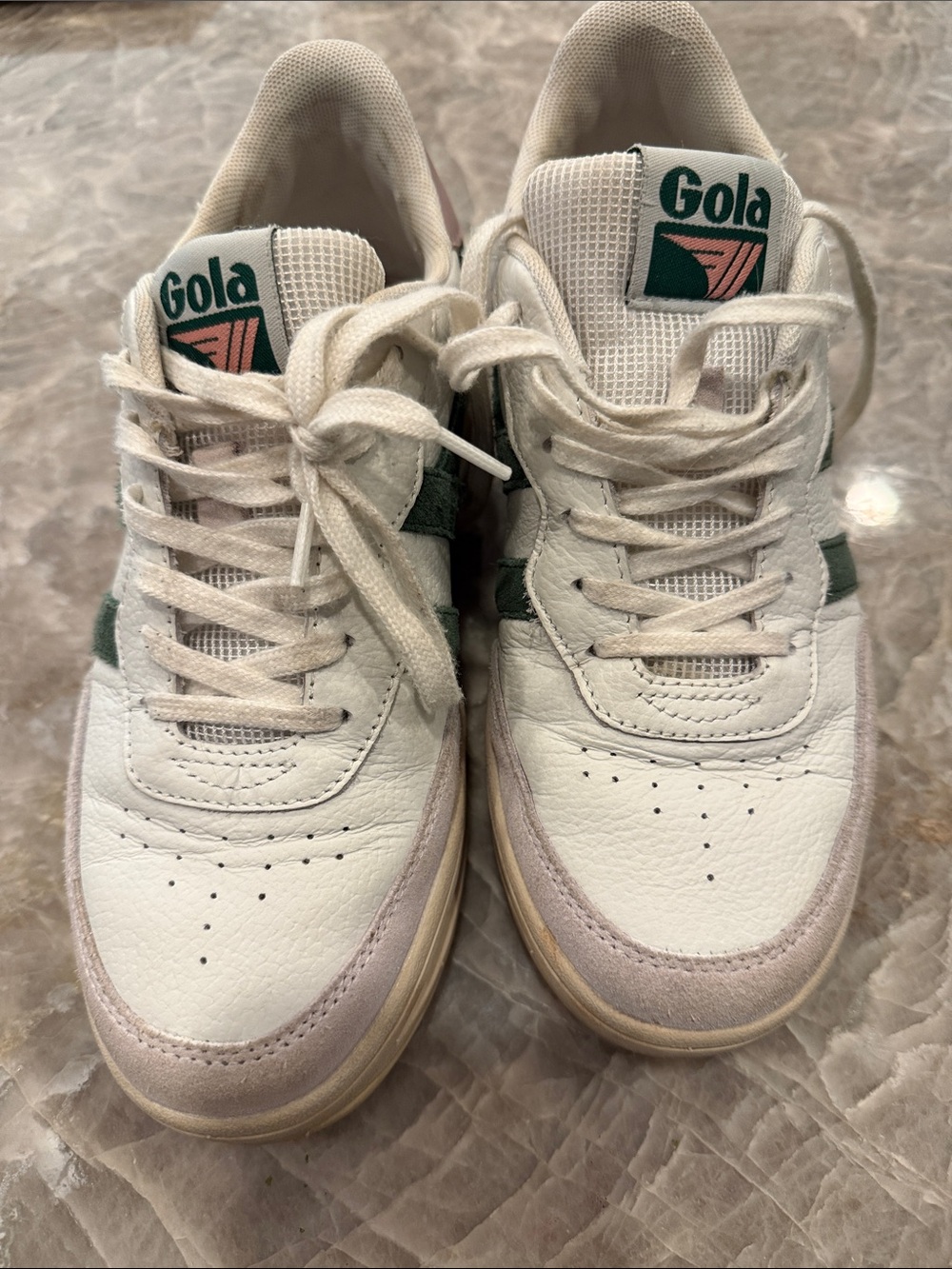 Gola Topspin Women’s Leather Sneakers White Green Pink Size 7